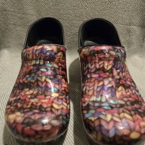 Dansko Multicolor Knit Pattern Clogs